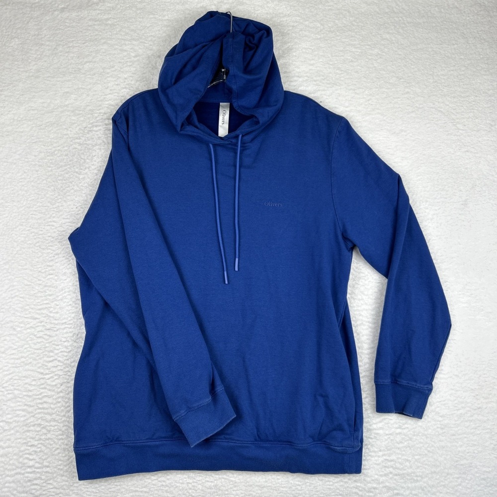 Olivers Apparel Hoodie Blue Size Large Wool Blend Hooded Sweatshirt